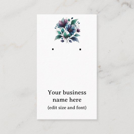 Oorbel kaart met mooie blauwe abstracte bloem. visitekaartje (Voorkant)