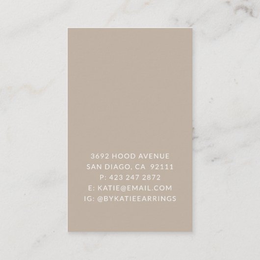 Oorbel Kaart Taupe Custom Oorbel Display Kaart Visitekaartje (Achterkant)