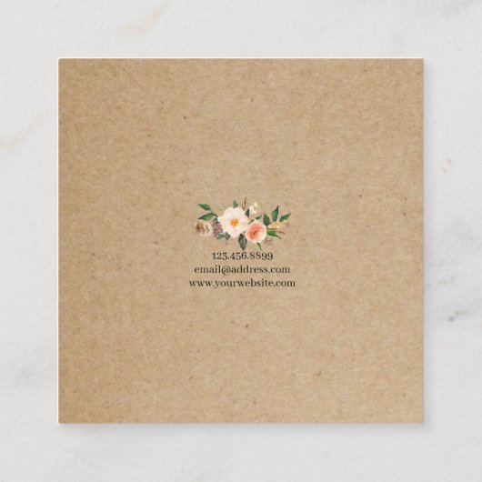 Oorbel Sieraden Display Kaart · Boho Feather Flora Vierkante Visitekaartje (Achterkant)