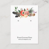 Oorbel Sieraden Display Kaart · Boho Feather Flora Visitekaartje (Voorkant)