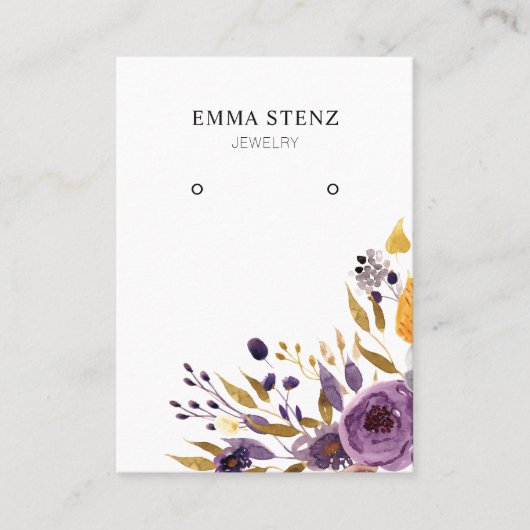 Oorbel Sieraden Display Kaart · Paarse Bloemen Visitekaartje (Voorkant)