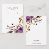 Oorbel Sieraden Display Kaart · Paarse Bloemen Visitekaartje (Voorkant / Achterkant)
