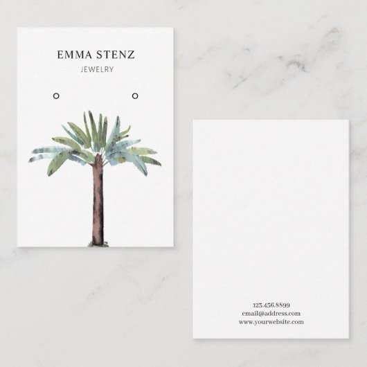 Oorbel Sieraden Display Kaart · Pastel Palm Tree Visitekaartje (Voorkant / Achterkant)
