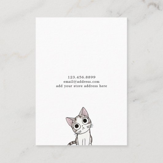 Oorbel Sieraden Display Kaart · Schattigee Kitten  Visitekaartje (Achterkant)