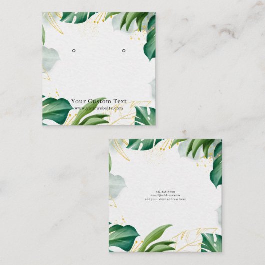 Oorbel sieraden display Kaart · Tropical Green Gol Vierkante Visitekaartje (Voorkant / Achterkant)