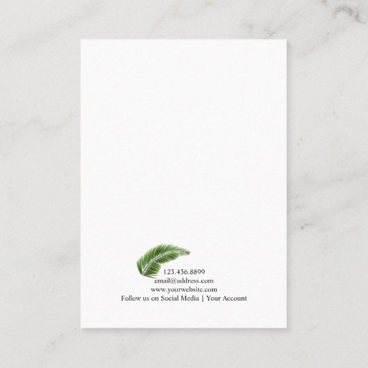 Oorbel Sieraden Display Kaart · Tropical Palm Leaf Visitekaartje (Achterkant)