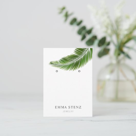 Oorbel Sieraden Display Kaart · Tropical Palm Leaf Visitekaartje (Staand voorkant)