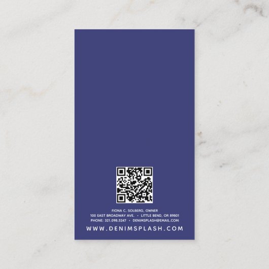 Oorbel Sieraden Display Marine Blauw & Gouden Verf Visitekaartje (Achterkant)