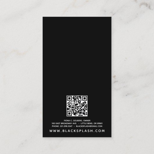 Oorbel Sieraden Display Zwart & Gouden Verf Stroke Visitekaartje (Achterkant)