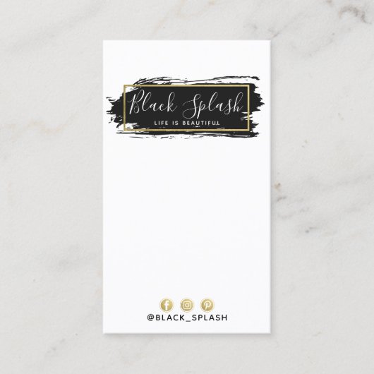 Oorbel Sieraden Display Zwart & Gouden Verf Stroke Visitekaartje (Voorkant)
