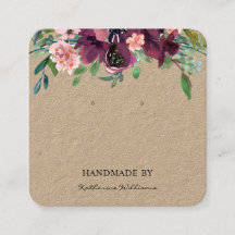 Oorbellen Displaykaart | Kraft Papier Bourgondisch