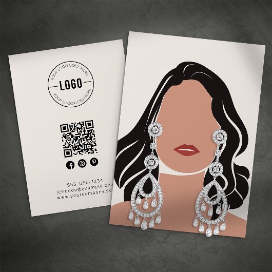 Oorbellen Displaykaart QR-code Contactkaartje