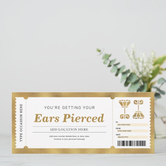 Oorbellen Gouden Cadeaubon Certificaat Kaart (Staand voorkant)