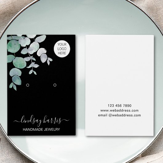 Oorbellen Waterverf Zwart Sieraden Display Kaart