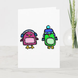 Oorbeschermers en Vuisthandschoenen de Pinguïnen Feestdagen Kaart