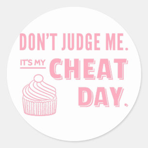 Oordeel Me Niet Mijn Bedrog Dag Roze Cupcake Dieet Ronde Sticker