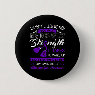 Oordeel me niet Nee - Paarse lint fibromyalgie AWA Ronde Button 5,7 Cm