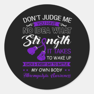 Oordeel me niet Nee - Paarse lint fibromyalgie AWA Ronde Sticker