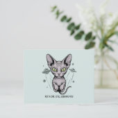 Oordelende Sphynx Kat in Ruimte Kunst Briefkaart (Staand voorkant)