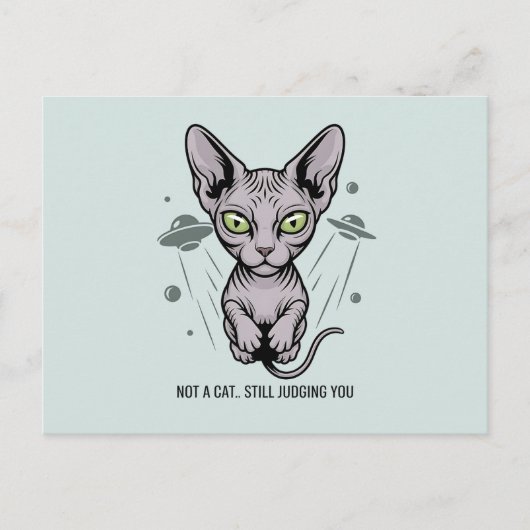 Oordelende Sphynx Kat in Ruimte Kunst Briefkaart (Voorkant)