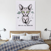 Oordelende Sphynx Kat in Ruimte Kunst Canvas Afdruk (Insitu (Slaapkamer))