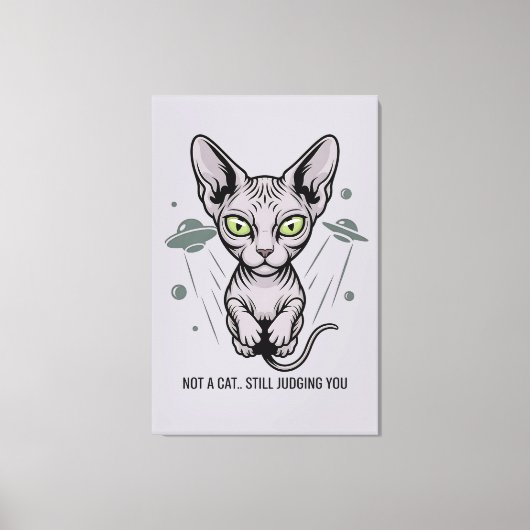 Oordelende Sphynx Kat in Ruimte Kunst Canvas Afdruk (Voorkant)