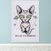Oordelende Sphynx Kat in Ruimte Kunst Canvas Afdruk (Insitu (Houten vloer))