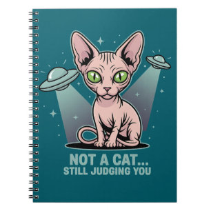 Oordelende Sphynx Kat UFO Alien Humor Kunst Notitieboek