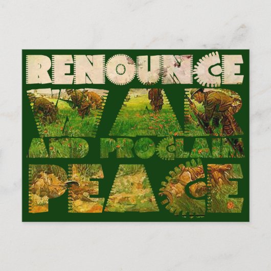 Oorlog afwijzen en vrede eisen briefkaart (Voorkant)