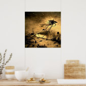 Oorlog der Werelden H G Wells Sciencefiction Poster (Keuken)