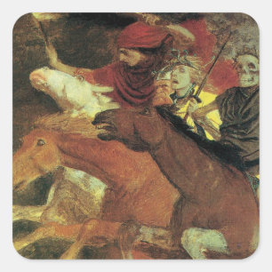 Oorlog door Arnold Böcklin, Vintage Symbolism Fine Vierkante Sticker