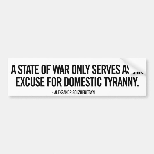 Oorlog en Tyranny Bumpersticker (Voorkant)