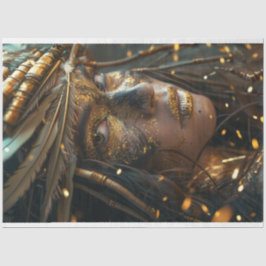 Oorlog geschilderd indiaanse vrouw decoupage tissuepapier