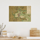 Oorlog in Boston Map - 1776 Poster (Keuken)