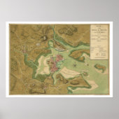 Oorlog in Boston Map - 1776 Poster (Voorkant)