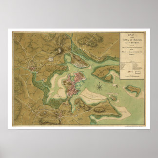 Oorlog in Boston Map - 1776 Poster
