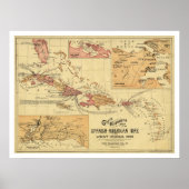 Oorlog in West Indies Map 1898 Poster (Voorkant)