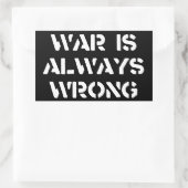 Oorlog is altijd verkeerd rechthoekige sticker (Tas)