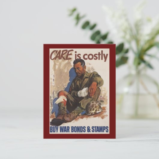 Oorlog is duur WWII Briefkaart (Staand voorkant)