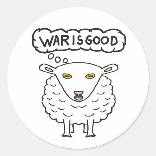 Oorlog is een goed schaap ronde sticker (Voorkant)