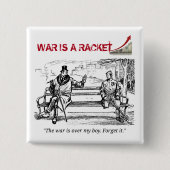 Oorlog is een raket vierkante button 5,1 cm (Voorkant)