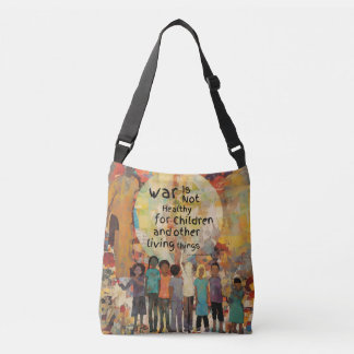 Oorlog is niet gezond voor kinderen citeren crossbody tas