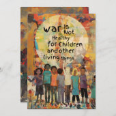 Oorlog is niet gezond voor kinderen citeren feestdagenkaart (Voorkant / Achterkant)