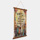 Oorlog is niet gezond voor kinderen citeren hangend wandkleed (Gebogen)