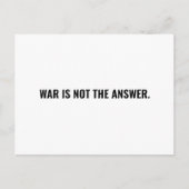Oorlog is niet het antwoord witte zwarte tekst min briefkaart (Voorkant)