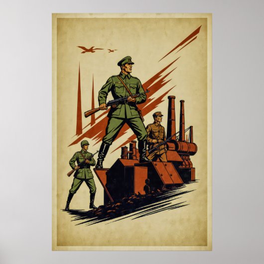 Oorlog Poster - Bold Army Mars Illustratie (Voorkant)