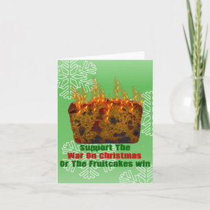 Oorlog tegen fruitcakes feestdagen kaart