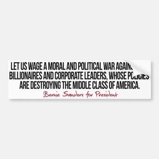 Oorlog van de middenklasse - Bernie Sanders Quotes Bumpersticker (Voorkant)