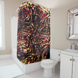 Oorlog van gouden linten tegen rood, in het donker douchegordijn