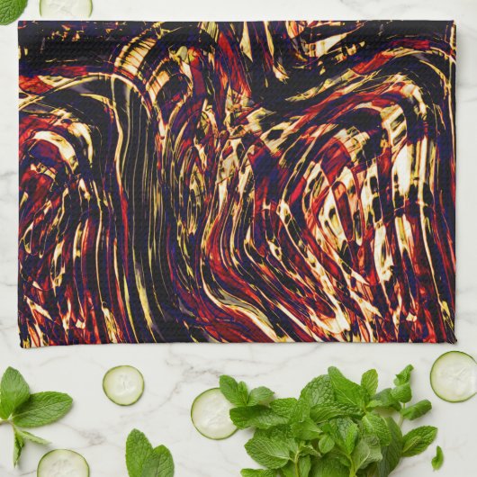 Oorlog van gouden linten tegen rood, in het donker theedoek (Gevouwen)